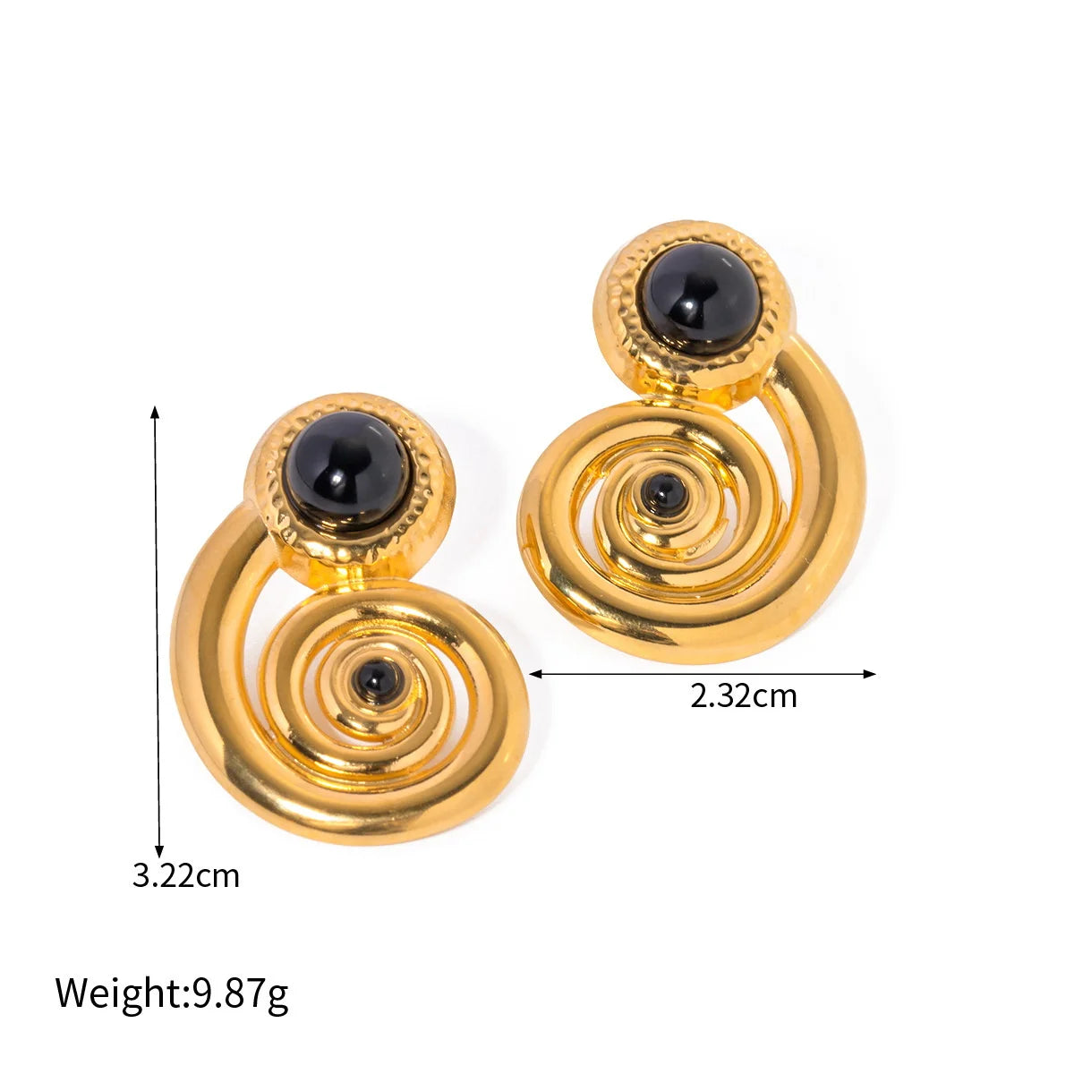 Dicke Edelstahl Muschel Ohrstecker Bolzen mit 18K Vergoldung