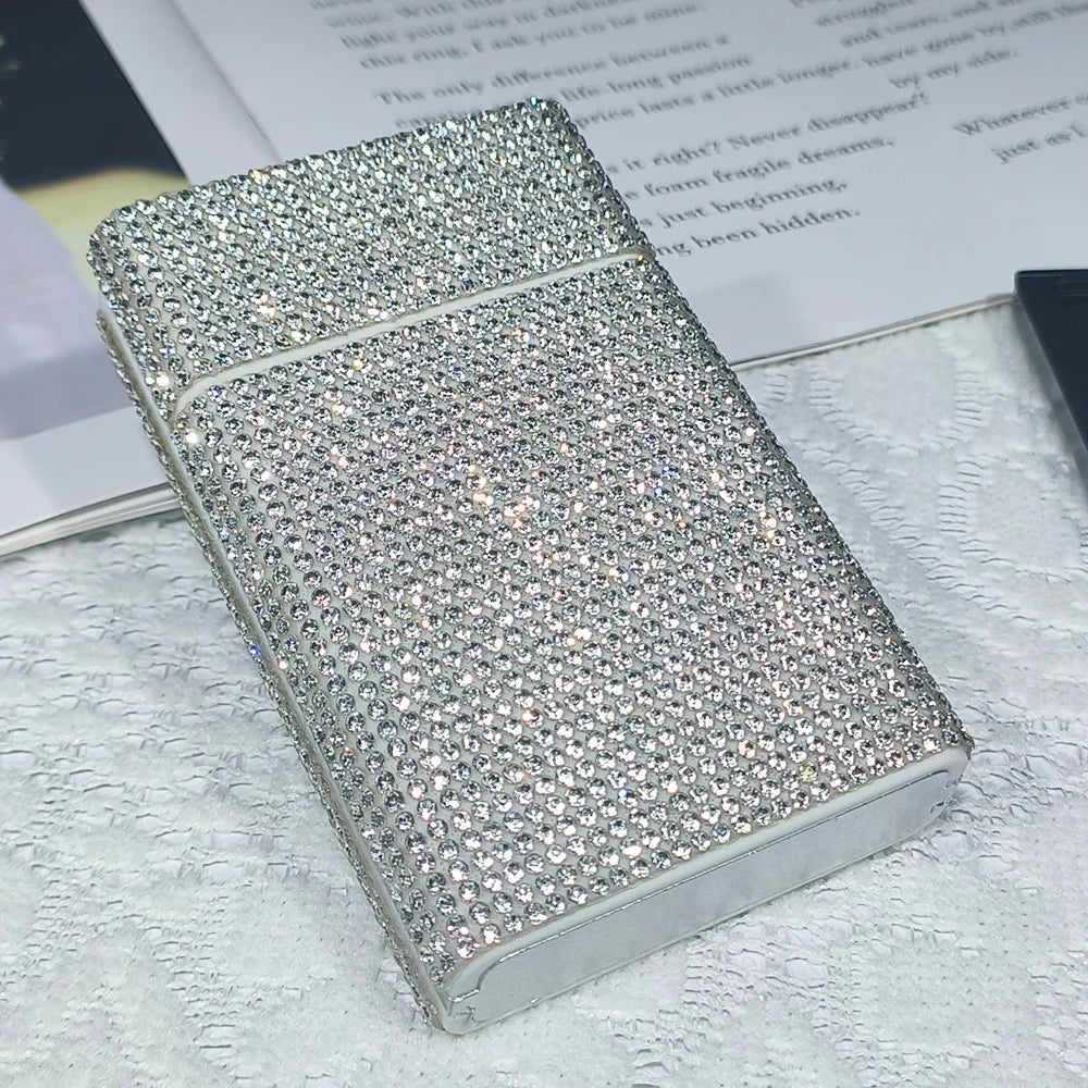 Elegantes personalisiertes Damen Zigarettenetui mit Diamantbesatz