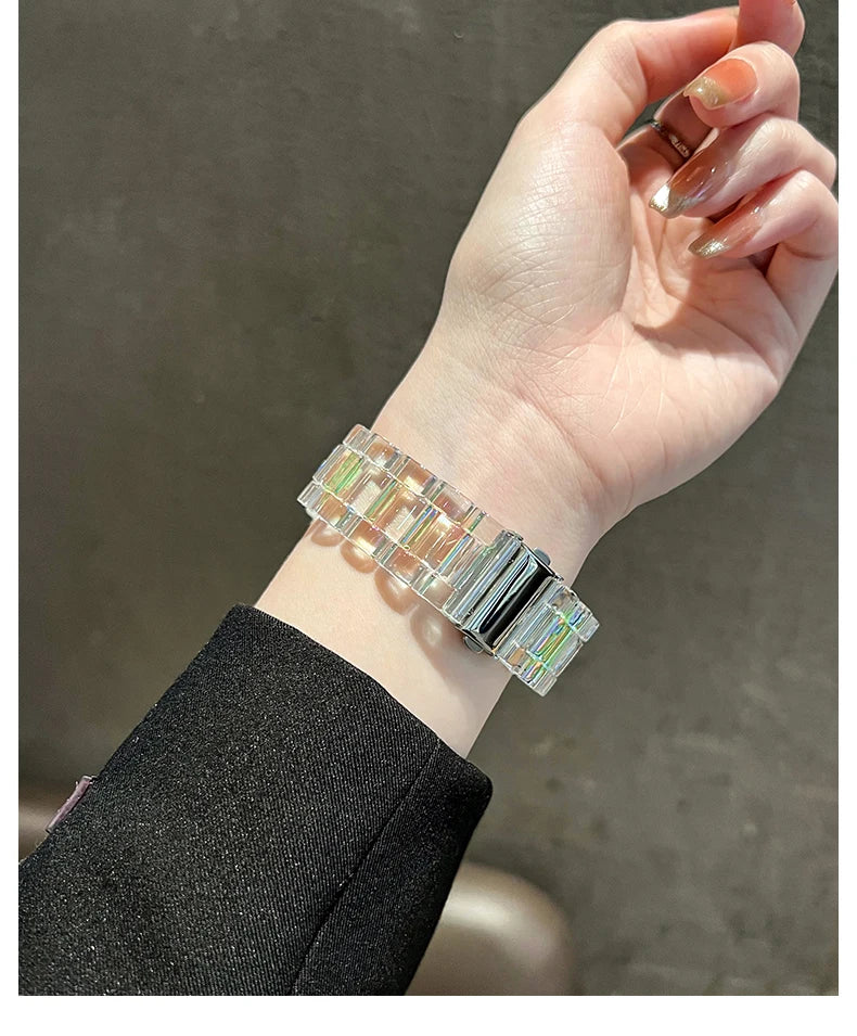 Transparentes Acryl-Uhrenarmband mit Faltschließe für Smartwatches