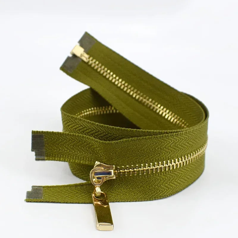Metall Reißverschluss goldene Zähne offen 40-70cm für Taschen Jacken Kleidung