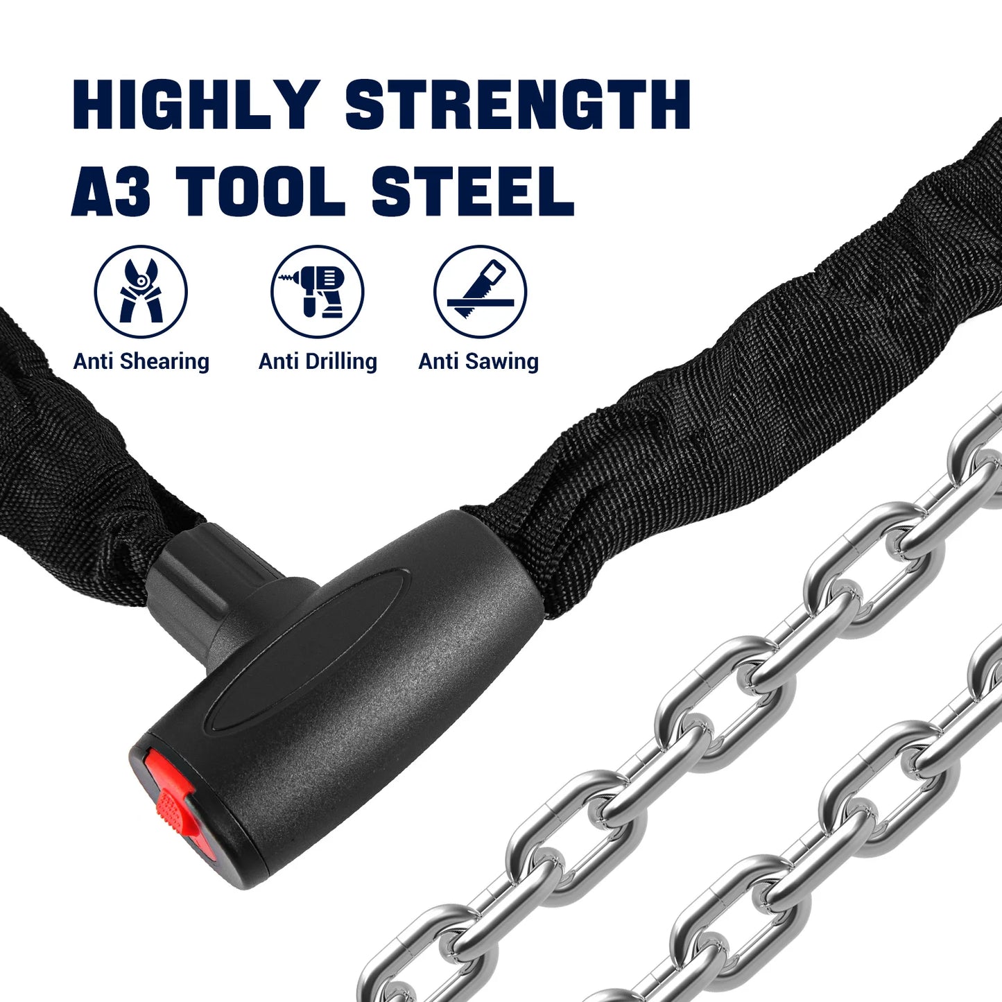 Robustes Fahrradkettenschloss 1 2 m mit verdicktem Stahl