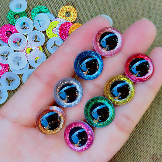 20 Stück Sicherheitsaugen Kunststoff Glitter Mix Größen für Amigurumi