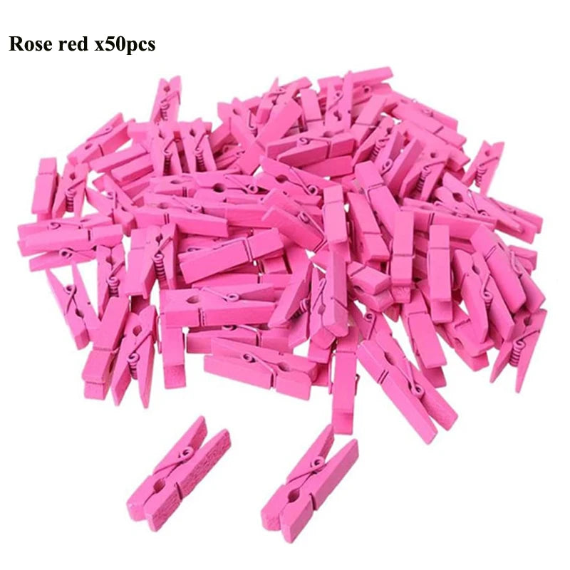 Mini 25mm Holzclips für Fotos & Deko – 50 oder 100 Stück Natur/Mix