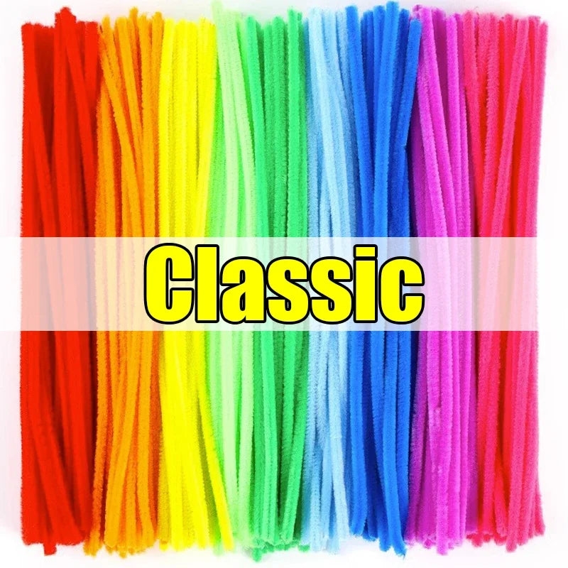 Bunte Plüsch-Stäbchen 30cm 1000 Stück DIY Bastelset für Kinder