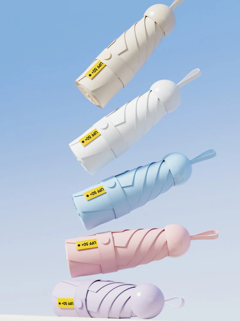 Ultraleichter kompakter Reise Regenschirm mit UV Schutz 5 Fach