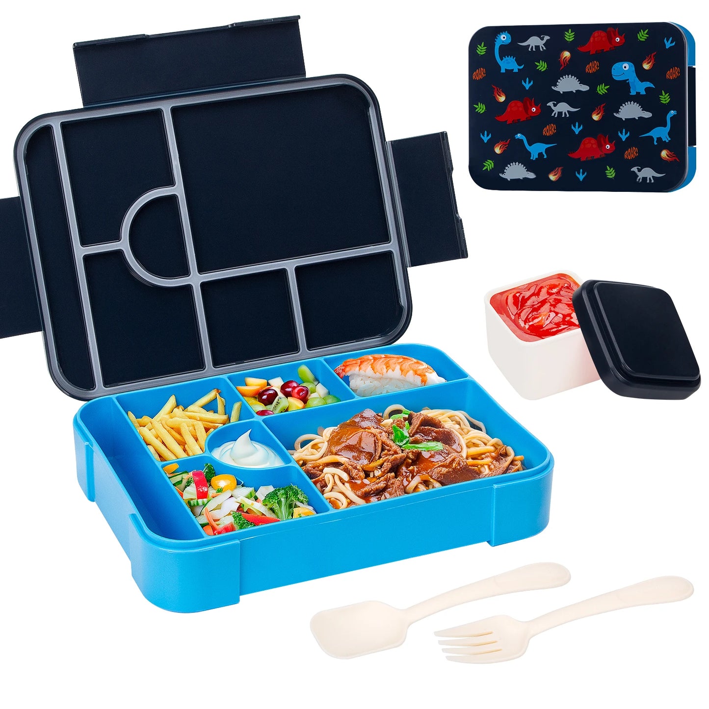 Niedliche Kinder Bento Box: 2-fach, Mikrowellengeeignet, Auslaufsicher
