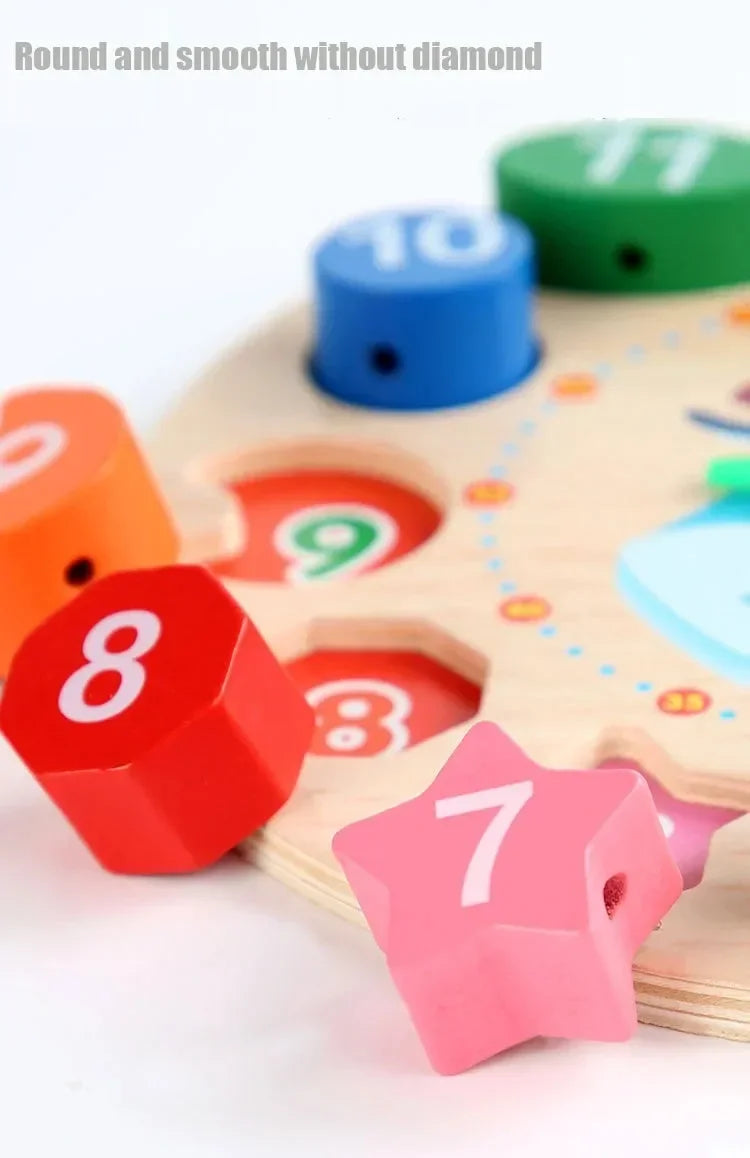 Montessori Lernspielzeug Holz Puzzleuhr Zahlenblöcke