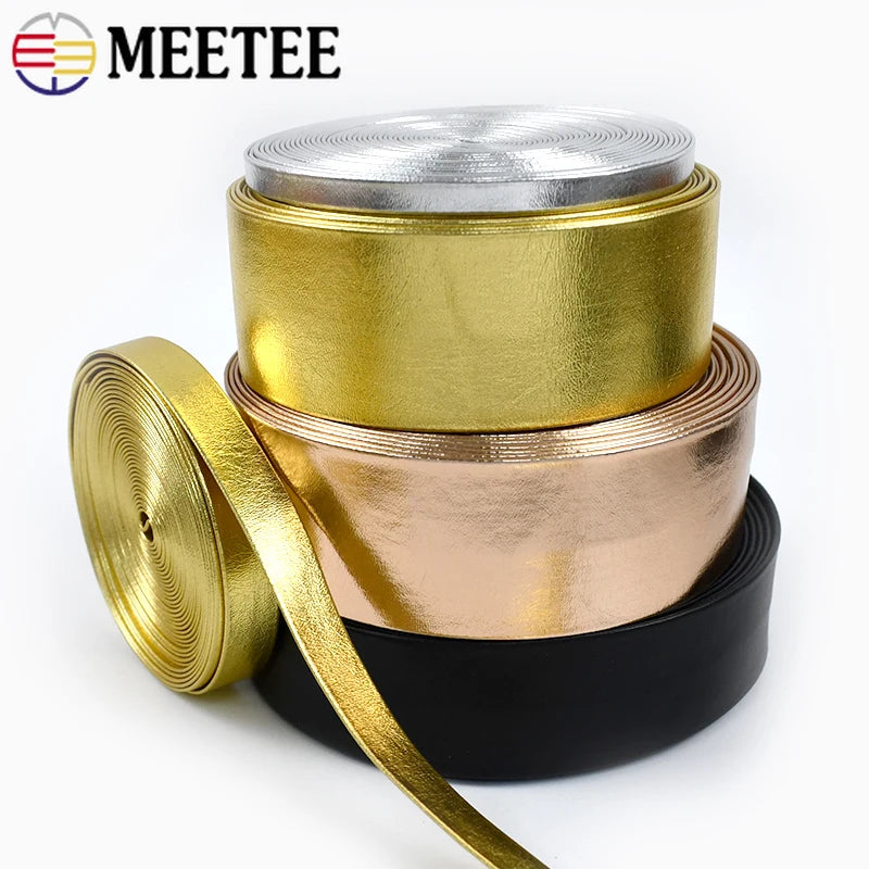 5 m PU Lederband 5-50 mm Gold Silber für DIY Schmuck Dekor Riemen