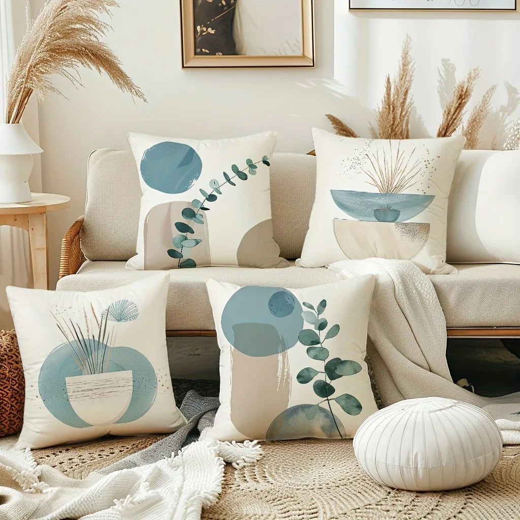 Boho Kissenbezug mit geometrischem Blattmuster für Wohnzimmer