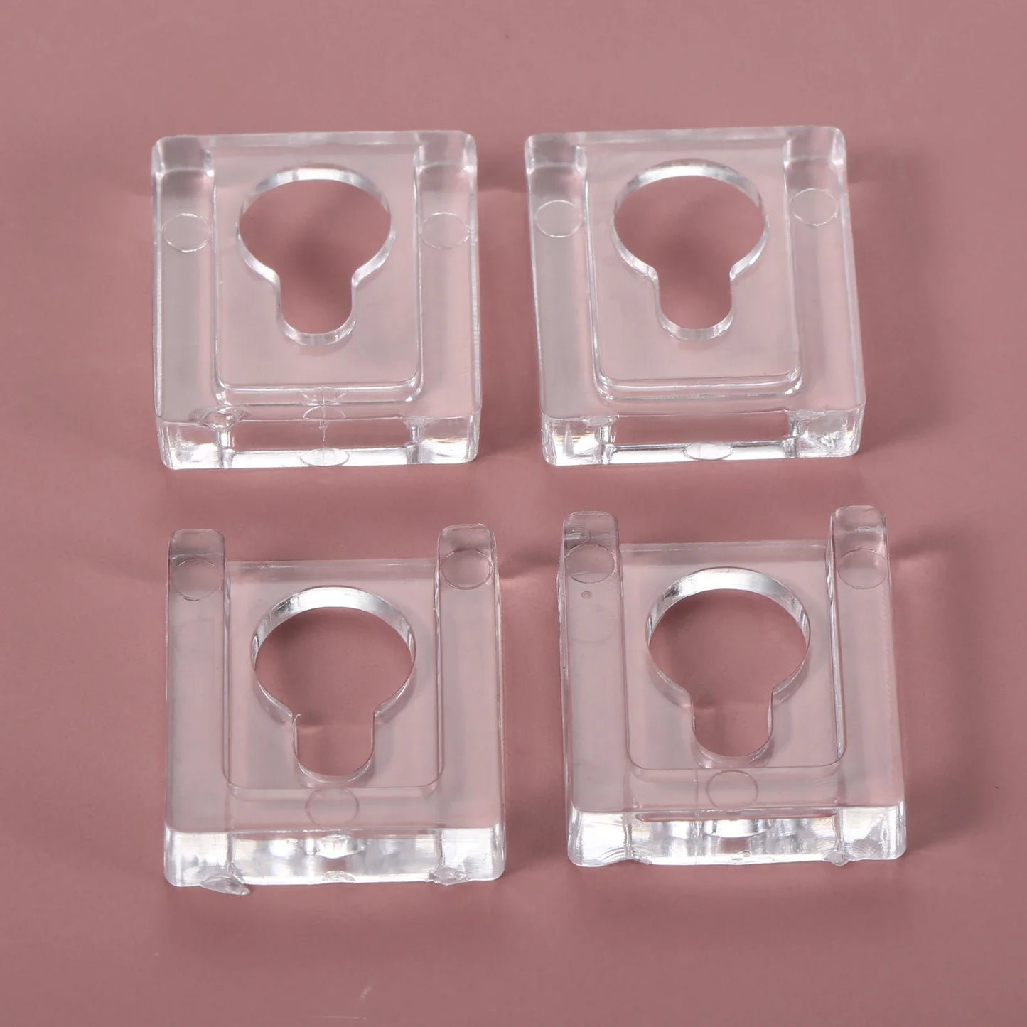 4x Quadratische Acryl Wandhaken Klar für Bilderrahmen & Deko Kürbis Form