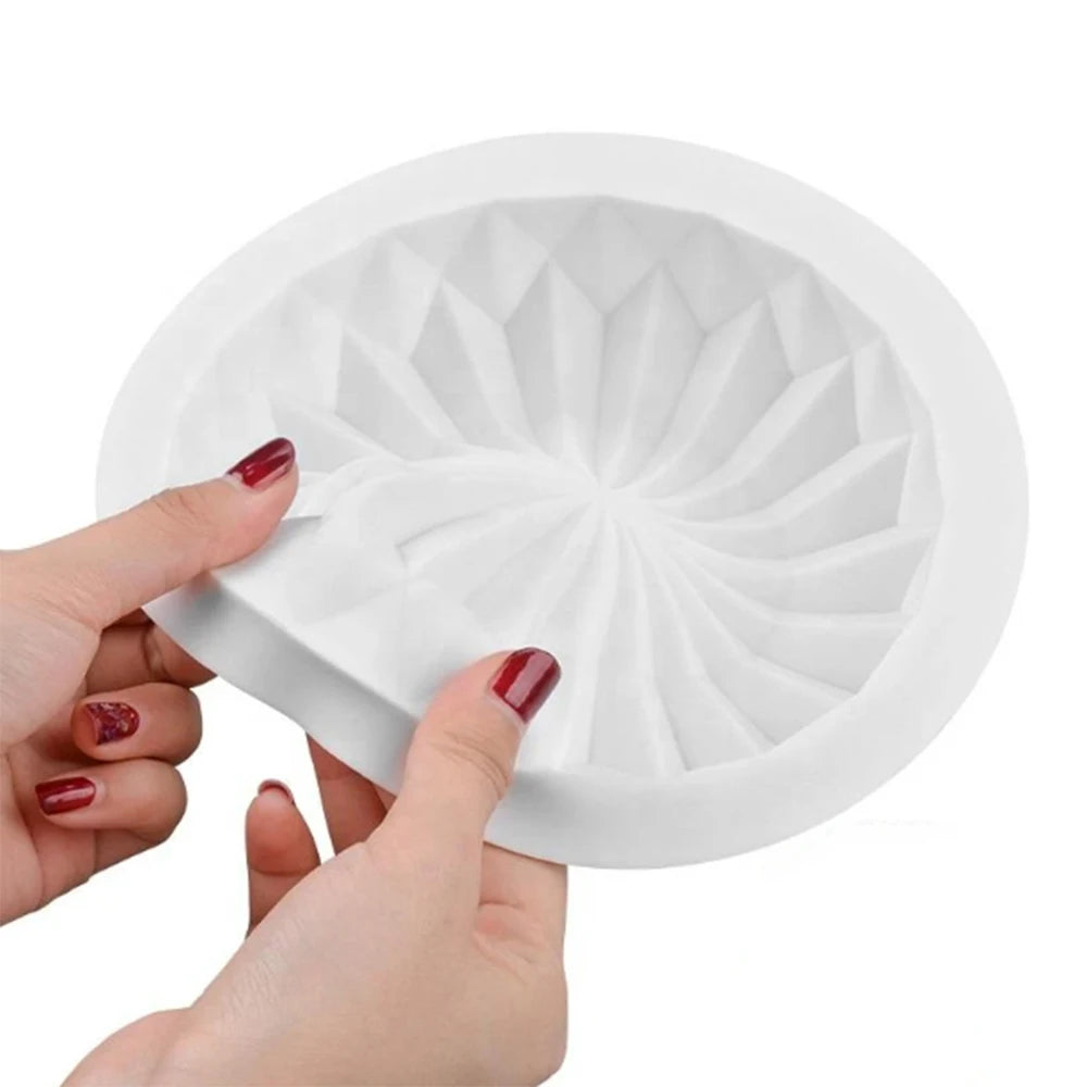 Kreative Mousse Silikon-Kuchenform rund mit Diamantspitze, hitzebeständig - wiederverwendbar