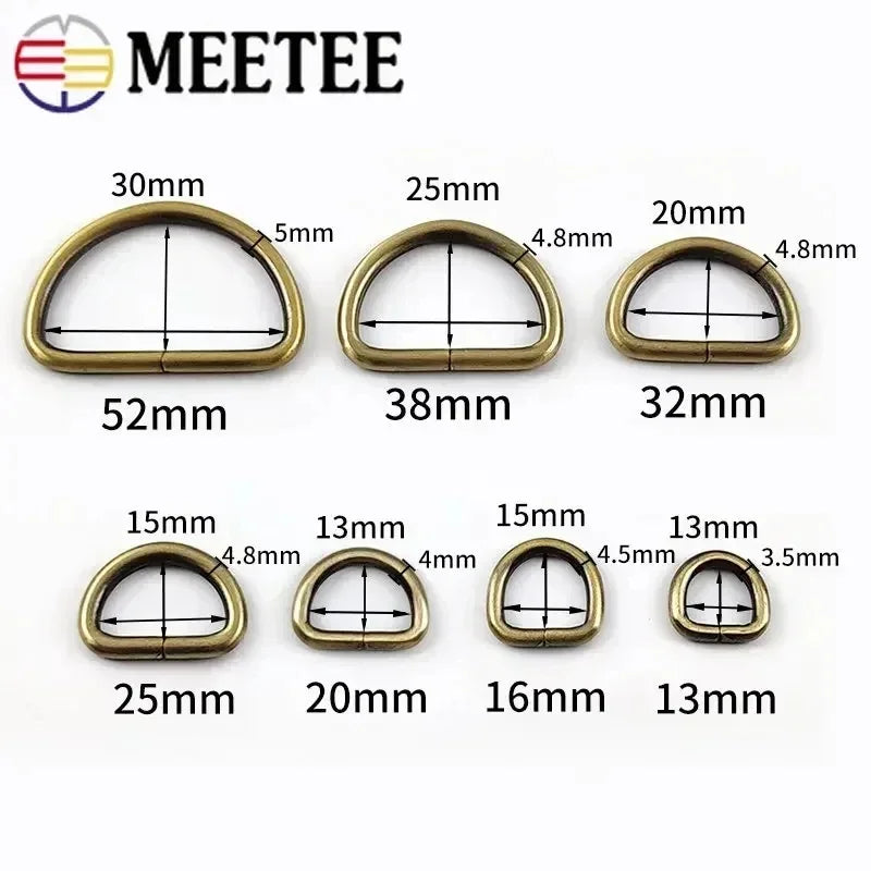 10x Metall D-Ringe 13-50 mm Goldfarbener Verbindungsring für Taschen Gürtel