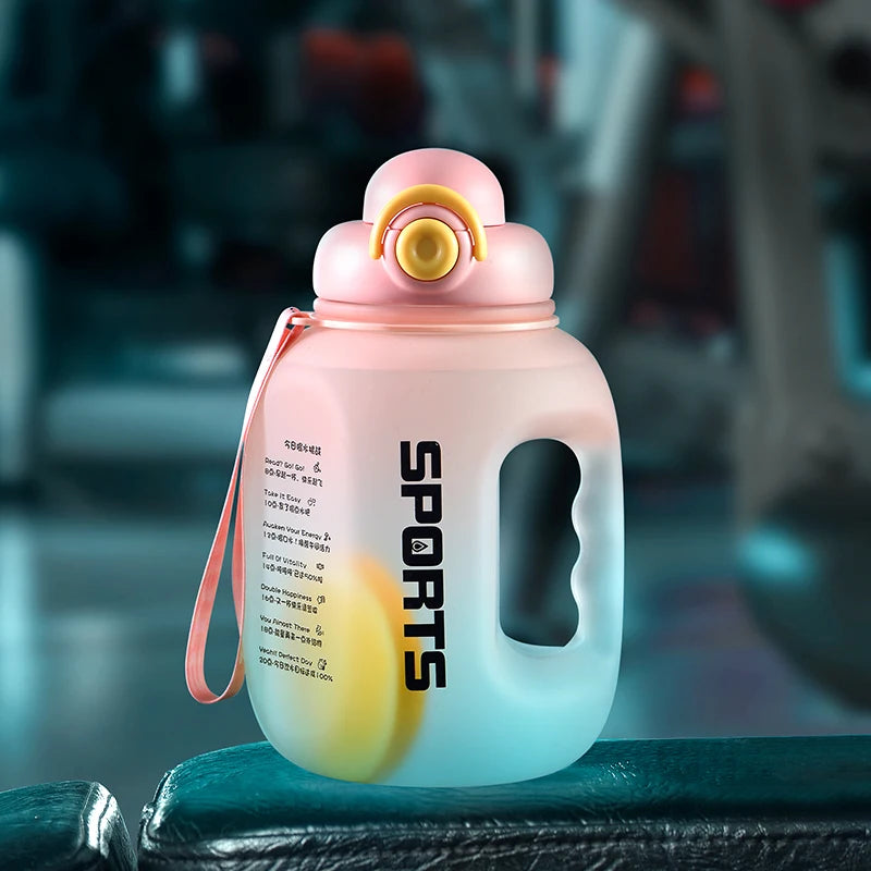 Auslaufsichere Sport-Wasserflasche 1600ml/2500ml mit Strohhalm für Outdoor