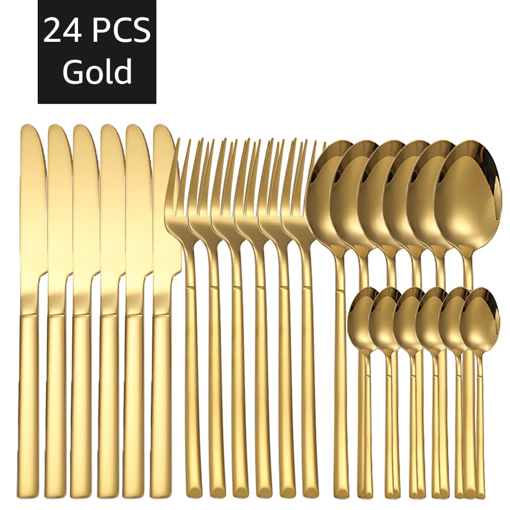 30-teiliges Gold Besteckset aus Edelstahl für 6 Personen – elegant - spülmaschinenfest