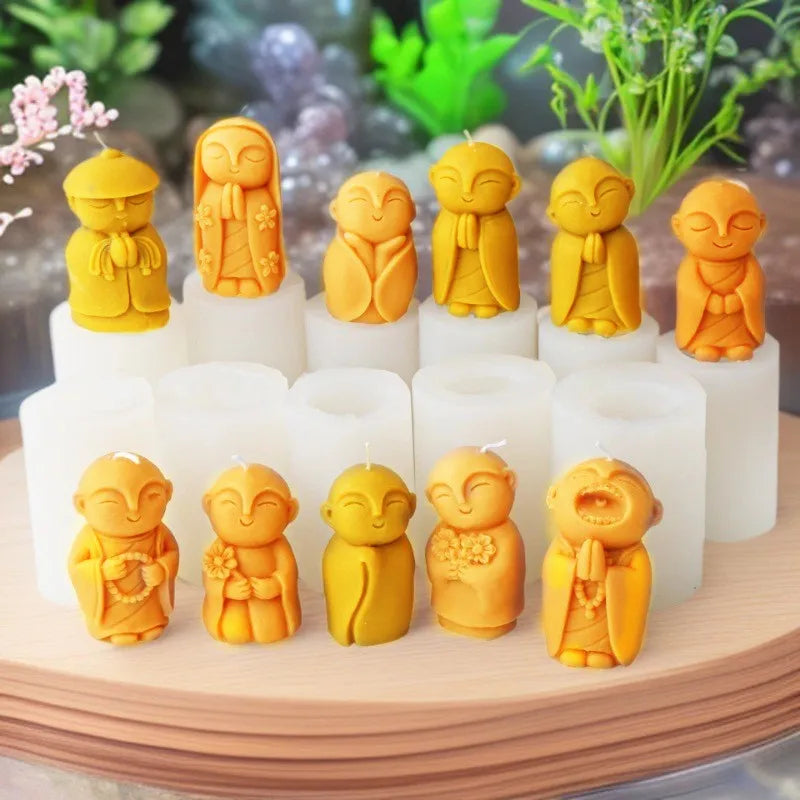 3D Silikon Kerzenform Kleine Buddha Mönch für DIY Dekoration
