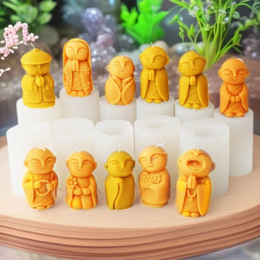 3D Silikon Kerzenform Kleine Buddha Mönch für DIY Dekoration
