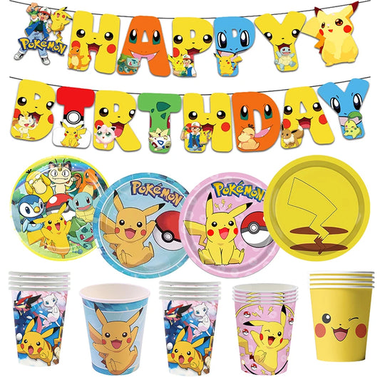 Geburtstagsdekoration Set mit Geschirr Tassen Teller Servietten Luftballons