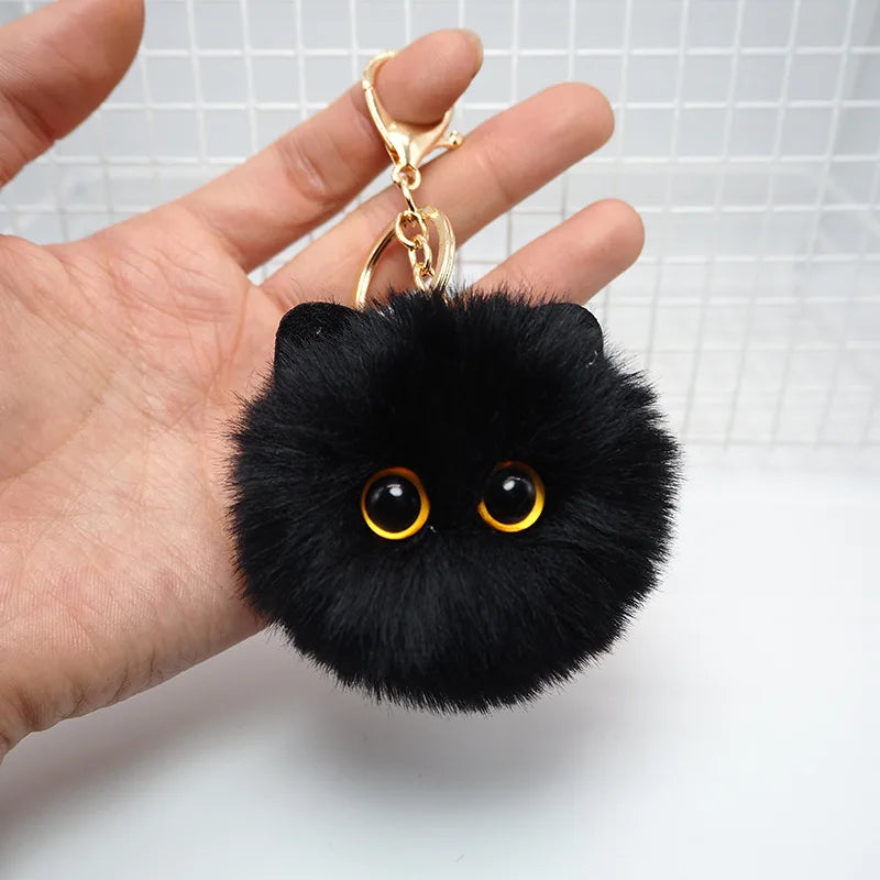 Niedlicher schwarzer Katzen-Plüsch-Schlüsselanhänger – süß - stylisch Geschenk