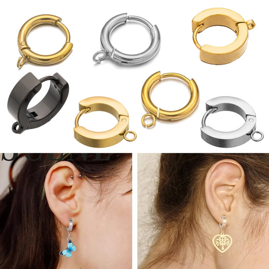10er Set Edelstahl-Ohrringhaken mit Schlaufe für DIY-Schmuck