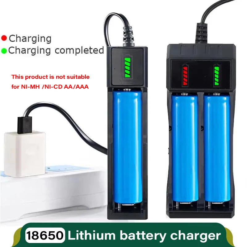 18650 Akkuladegerät für 1/2/4 Slots – Dual USB Lader für Lithium Batterien