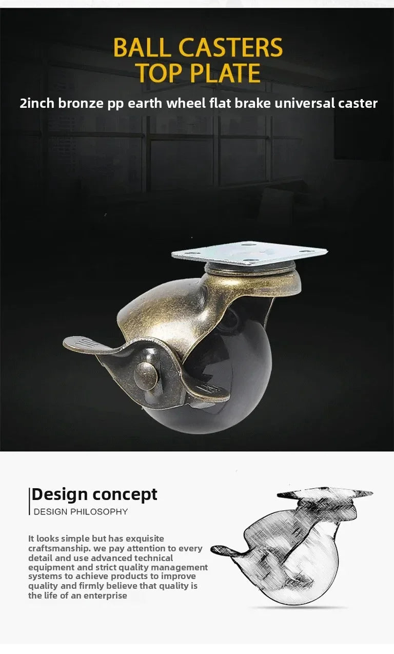 Universelle Möbel-Lenkrollen 5,1 cm Kugelrolle antikes Kupfer Messing-Yabubest - Home & More