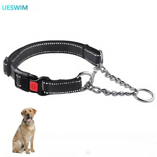 Edelstahl Hundehalsband mit reflektierendem Nylon für kleine bis große Hunde