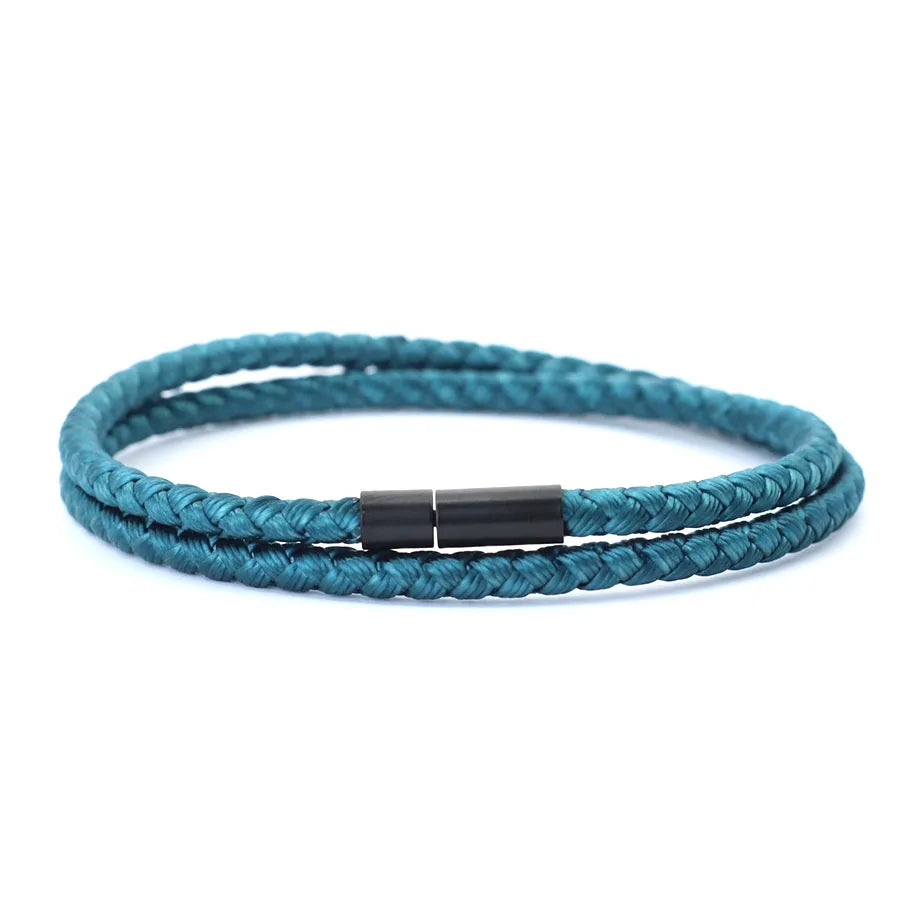 Geflochtenes Kielseil Armband für Herren Magnetisch Doppellagig Nautisch