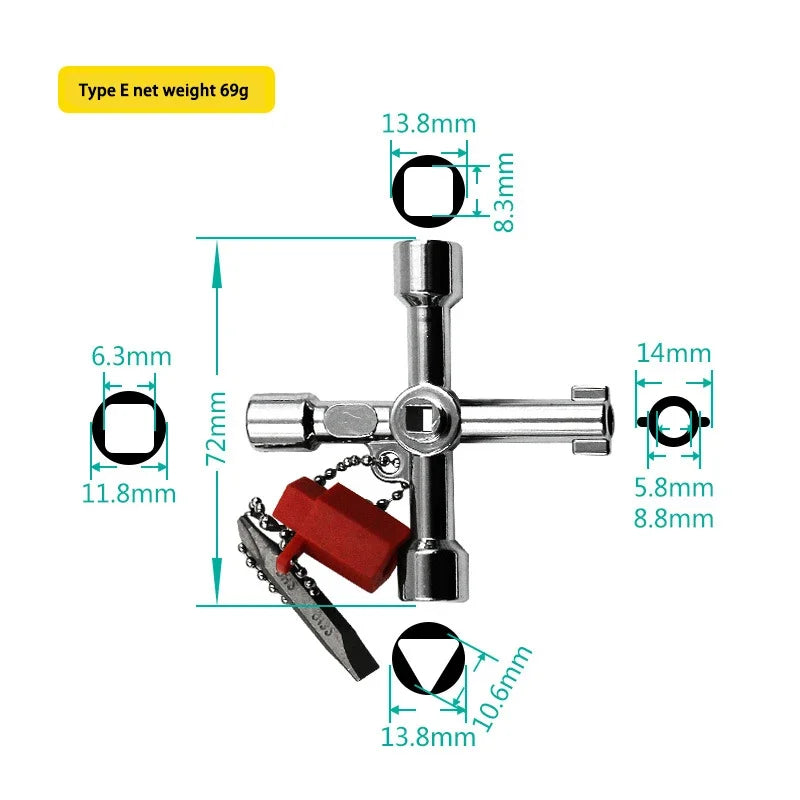 4in1 Multifunktions Inbusschlüssel Set für Wasserzähler Ventil Reparatur