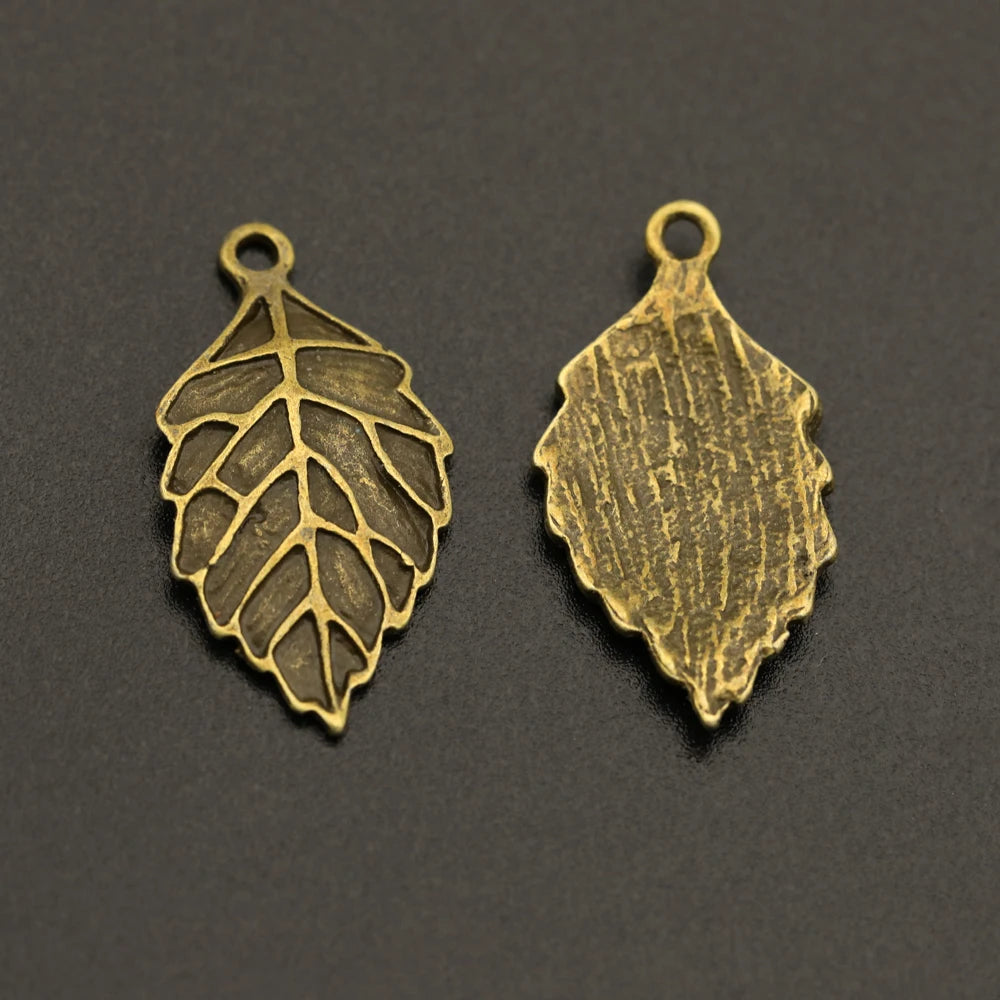 10er Set Antik Bronze Silber Blattform Anhänger für DIY Schmuck Basteln