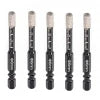 Set mit 5 vakuumgelöteten Diamant-Trockenbohrern für verschiedene Materialien