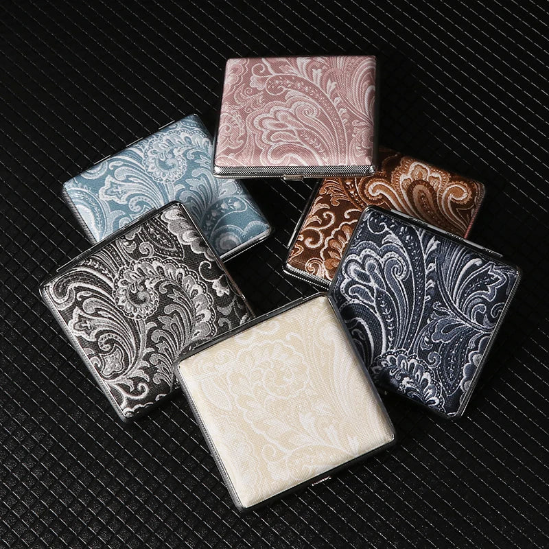 Tragbare leichte Zigarettenschachtel aus Metall mit Ledermuster