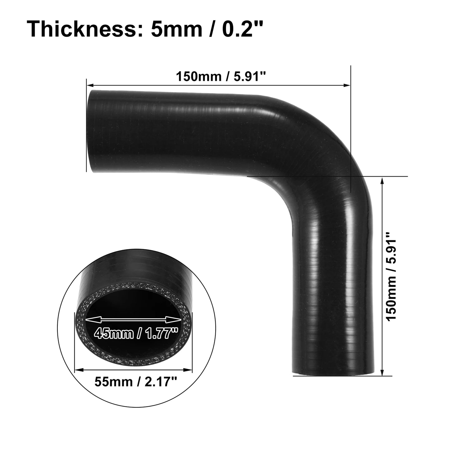90 Grad Winkel Silikon Schlauchkupplung für Ladeluftkühler 150x150 mm
