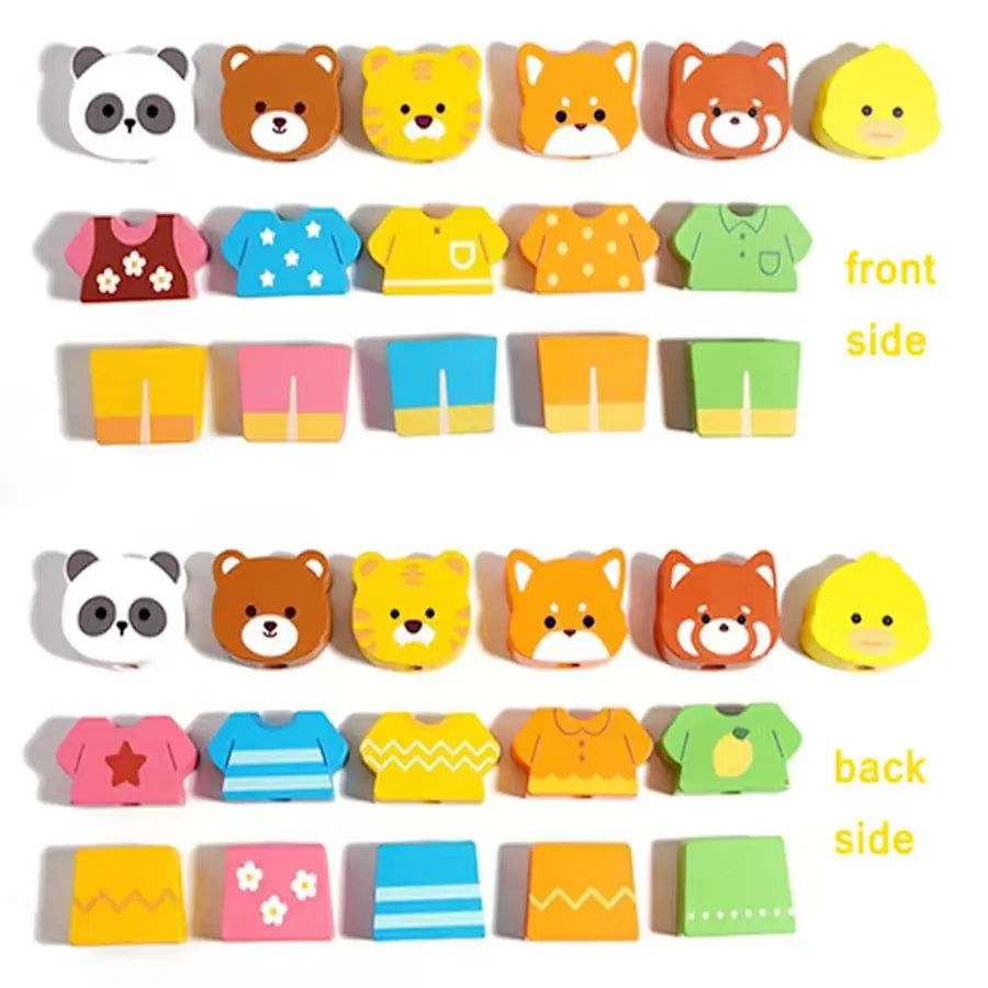 Buntes Montessori Holztier Stapel und Anziehspielzeug für Kinder