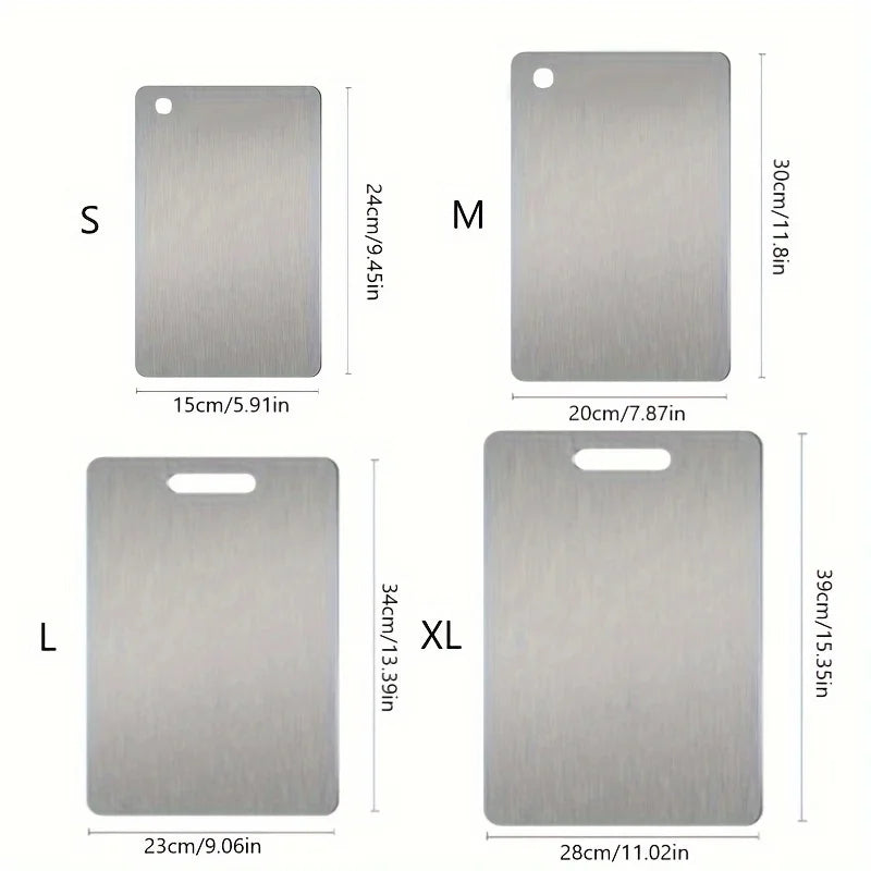 Doppelseitiges Titanium Edelstahl Schneidebrett Set für Küche und Fleisch