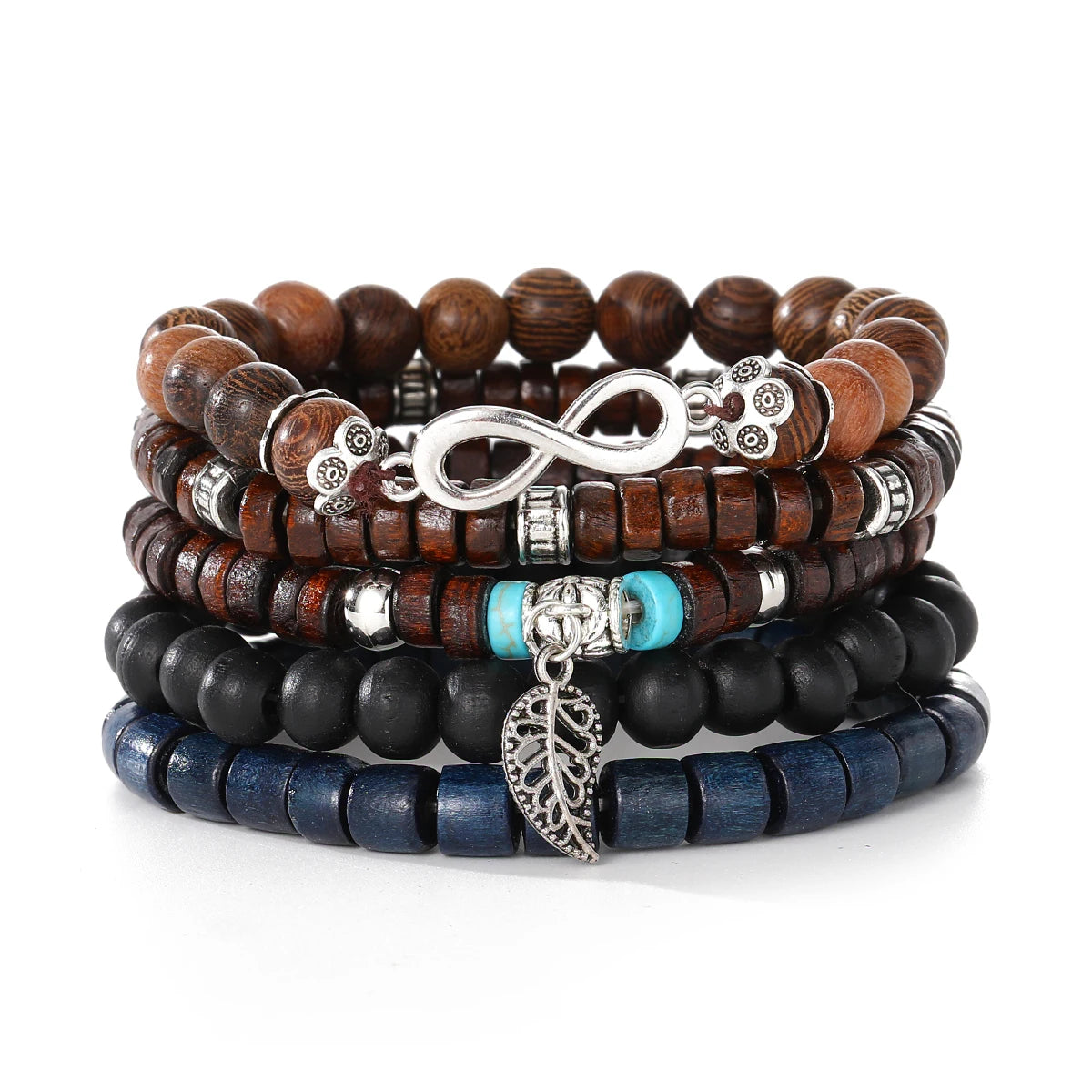 Mehrschichtiges Holzperlen Armband Set Ethnisch Trendy Schmuck Geschenk