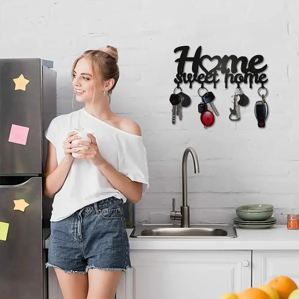 Dekorativer Schlüsselhalter aus Metall mit 8 Haken für Flur und Büro