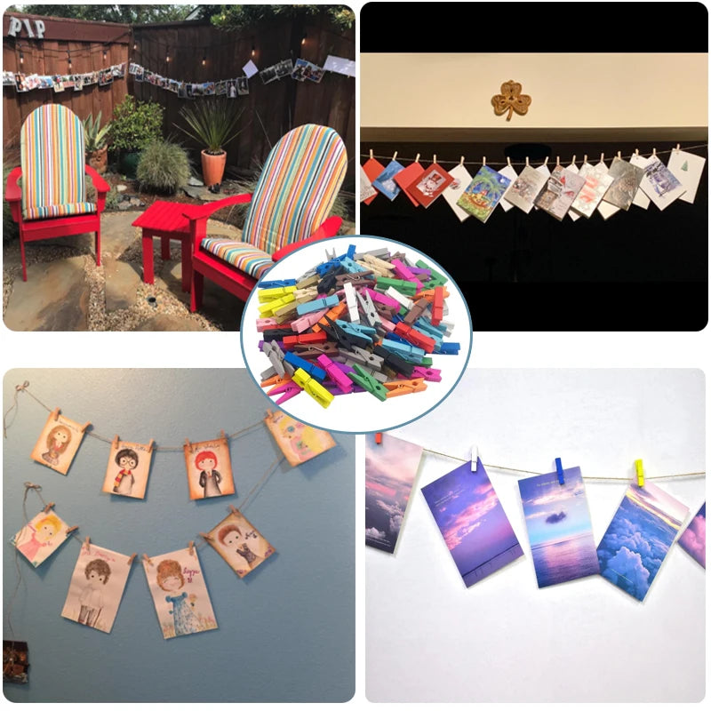 Mini 25mm Holzclips für Fotos & Deko – 50 oder 100 Stück Natur/Mix