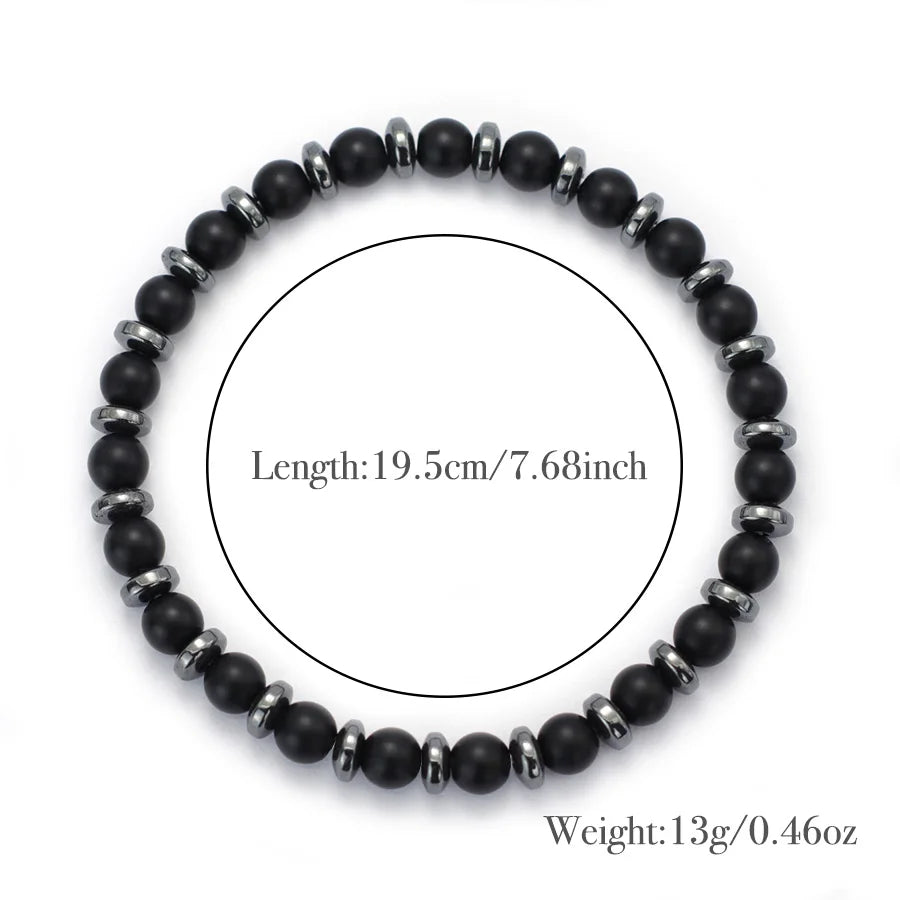 Männer Naturstein Armband 6mm Perlen Lava Tigerauge Hämatit Schutz