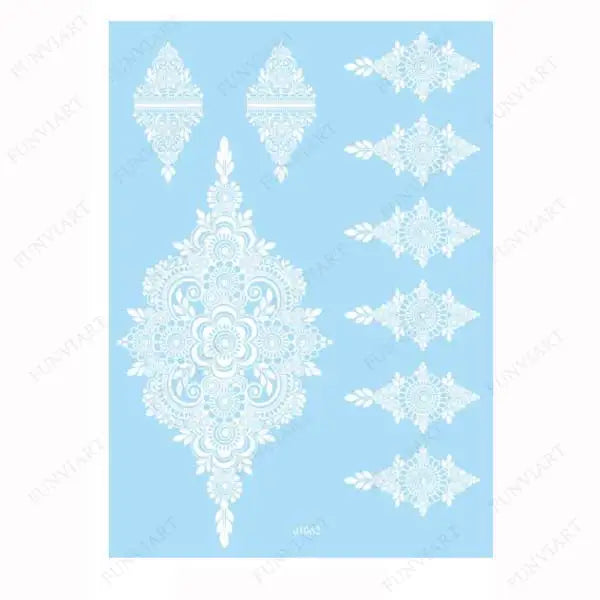 Weiße Henna Temporäre Tattoos für Frauen Hand Mehndi Party Körperkunst