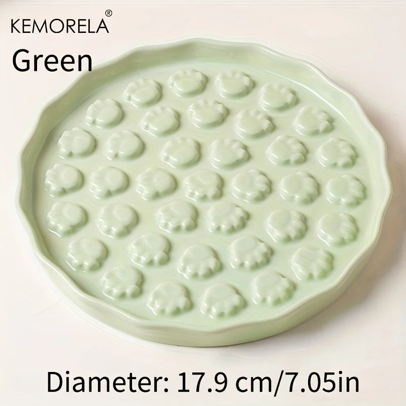 Keramik langsam fressender Napf mit Pfoten Design für Haustiere