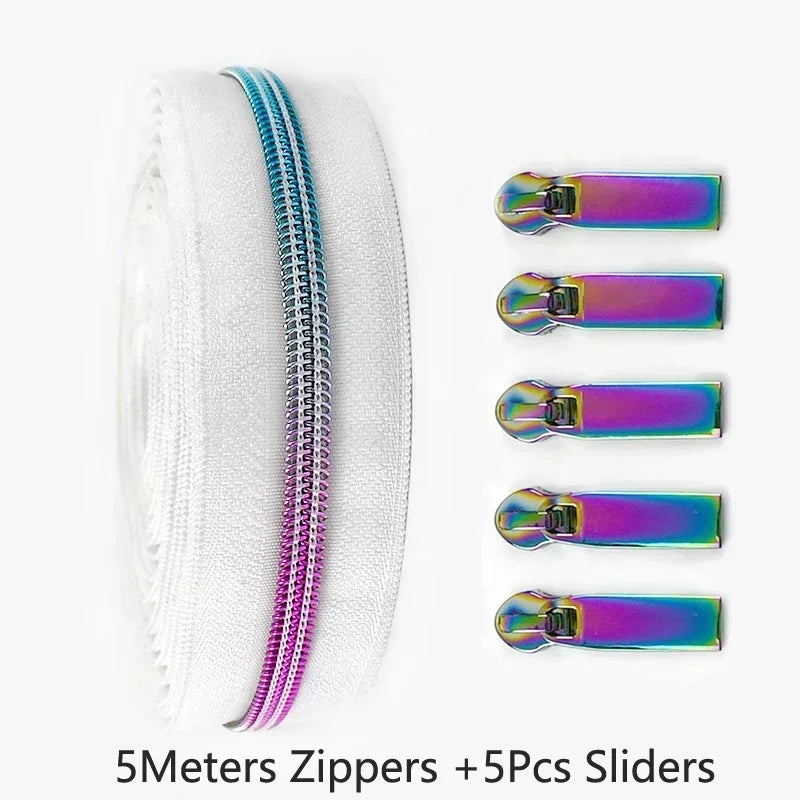 Nylon Reißverschlussband & Schieber Set 5m für Reparaturen Kleidung Taschen #5