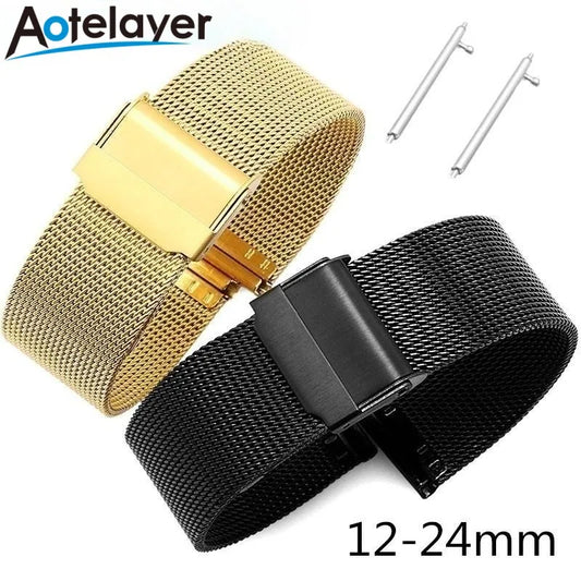 12-24mm Edelstahl Milanese Uhrenarmband mit Schnellverschluss für traditionelle Uhren