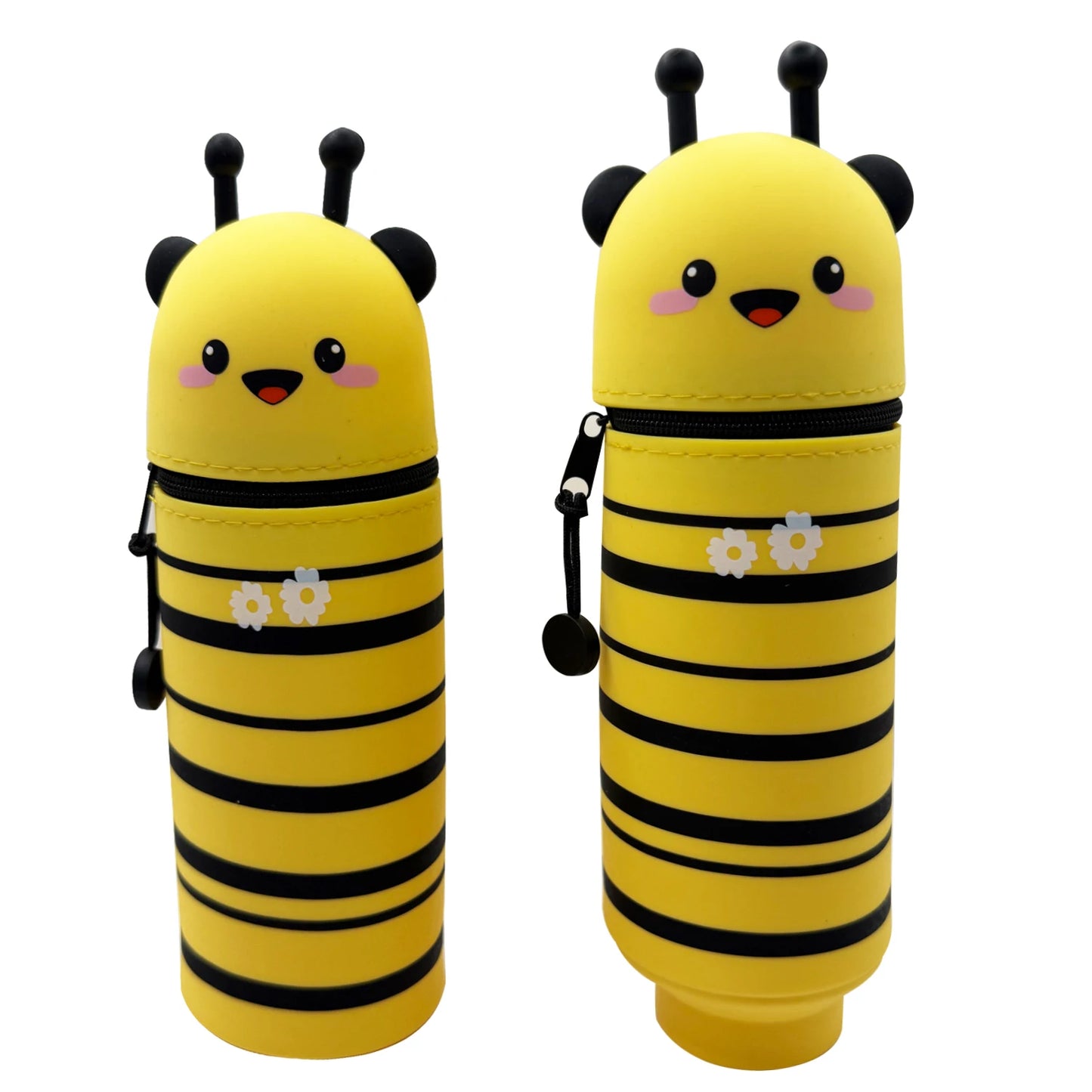 Niedliches 2-in-1 Silikon Federmäppchen mit Reißverschluss und Stifthalter