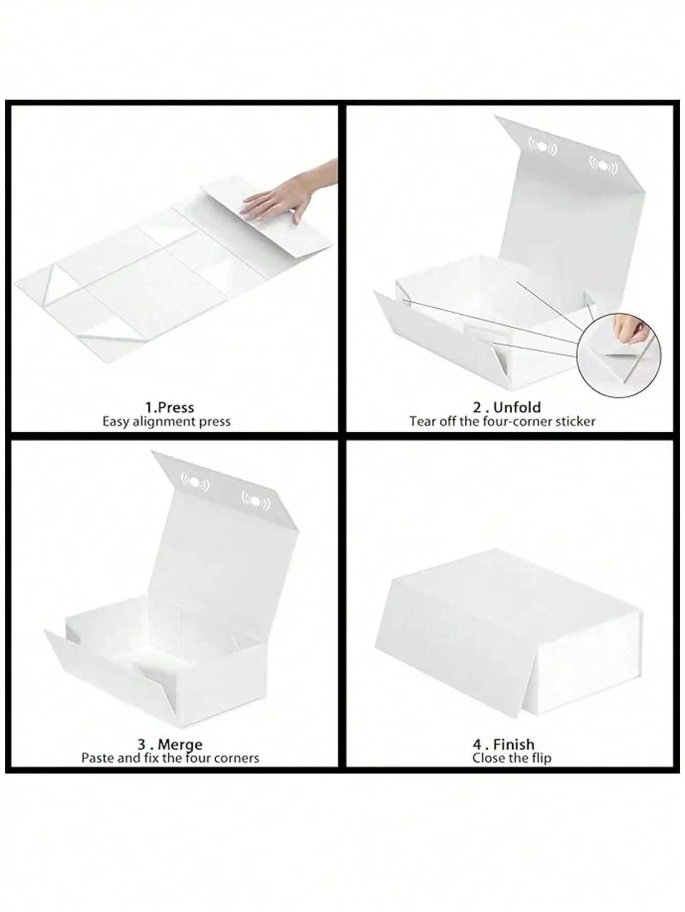 Faltbare weiße Geschenkbox mit Magnetschnalle und Deckel rechteckig