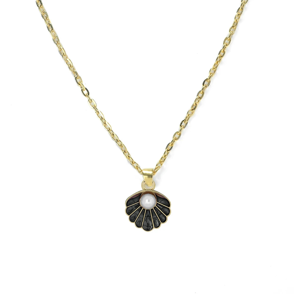 Modische verstellbare Muschel Perlen Anhänger Halskette Unisex