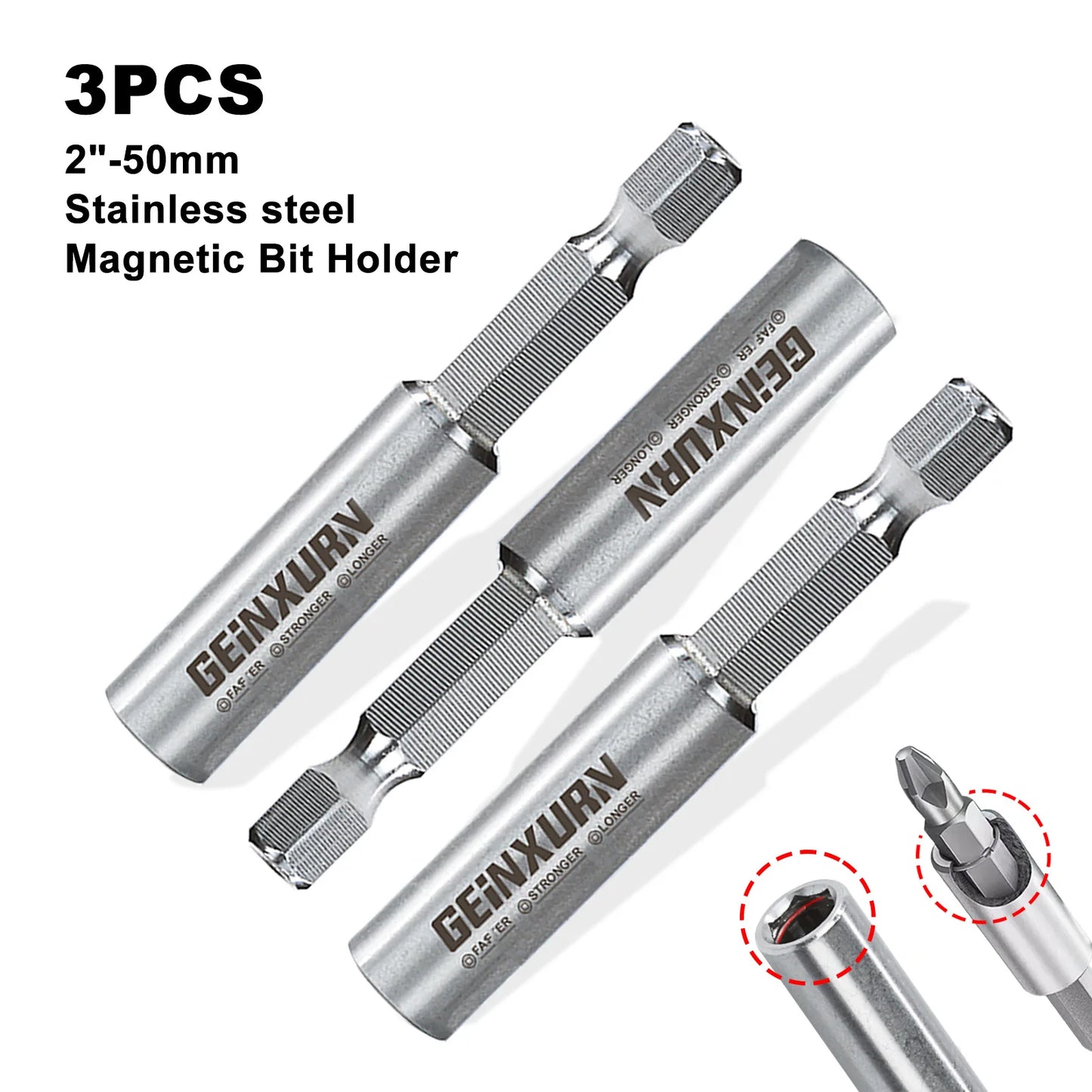 Edelstahl Bithalter 2 Zoll magnetisch – Schnellwechsel Bohrer Verlängerung