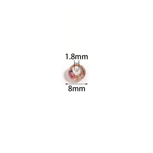 10 Stück 8mm transparente Glasperlen mit Blumen-Design für Schmuck DIY - Yabubest - Home & More