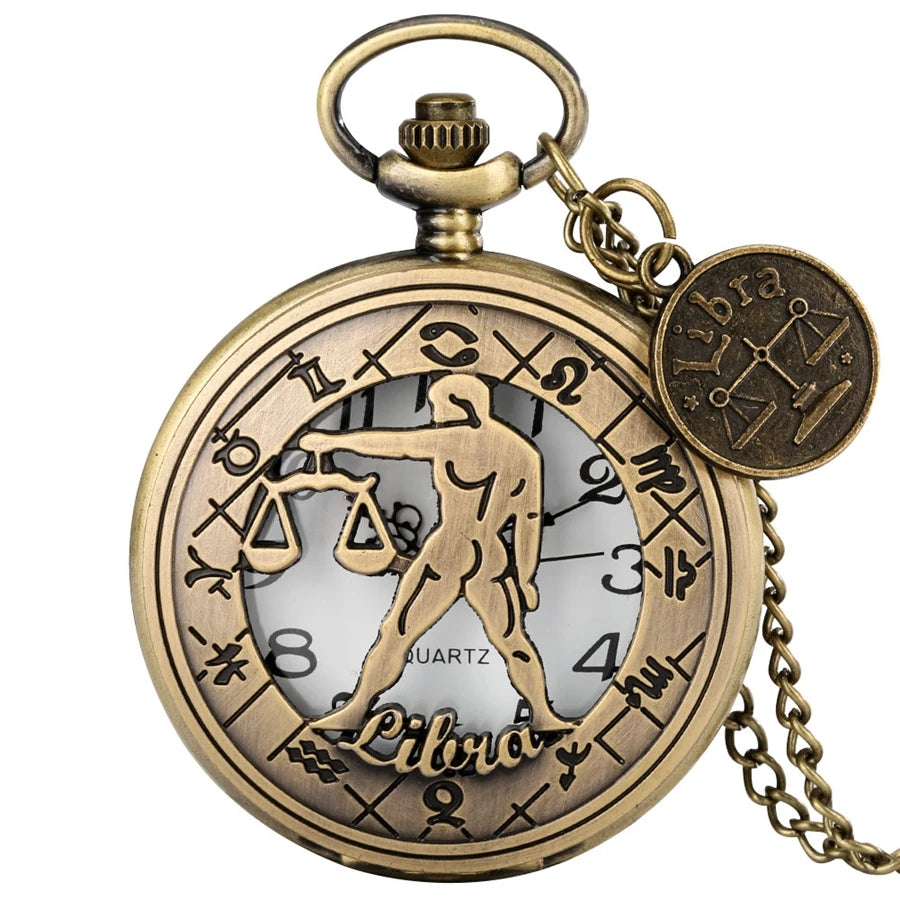 Quarz Taschenuhr Krebs Zeichen mit Krabben Halskette Vintage Stil