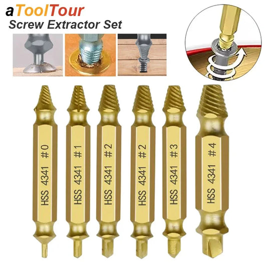 Effizientes 6-teiliges Schraubenausdreher-Set aus Schnellarbeitsstahl für Holz - Metall