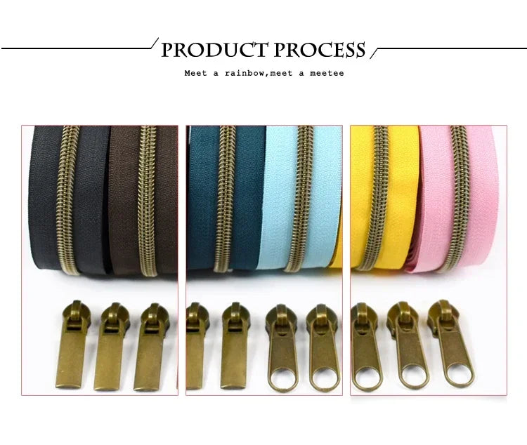 1-5 Meter Nylon Reißverschlüsse mit Kunststoff Schieber für Kleidung-Yabubest - Home & More